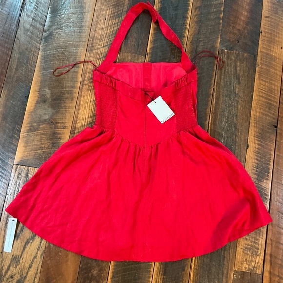 Reformation Mariela Linen Mini Dress Lipstick Red 12 NWT - Picture 10 of 13
